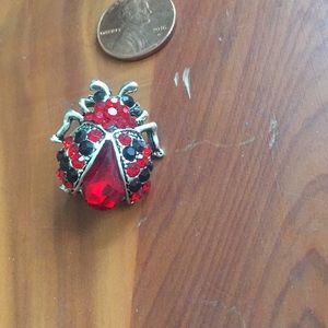 Adorable silver toned ladybug broach